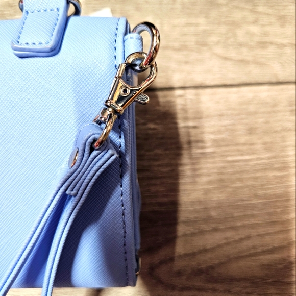 NWOT Loungefly×Disney Minnie Mouse Polka Dot Bow Crossbody Wristlet Wallet Blue - Picture 5 of 15